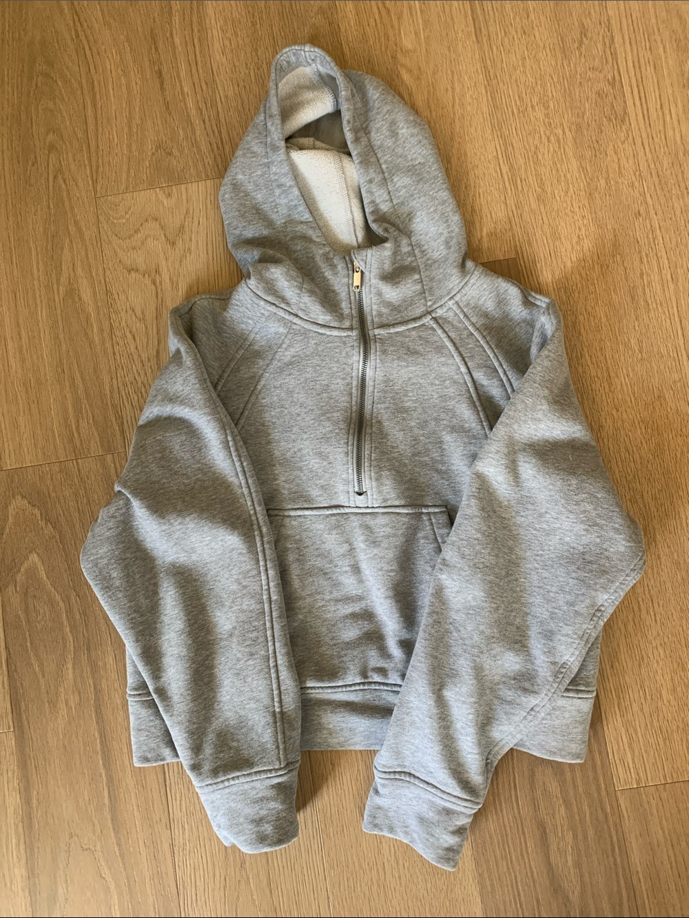 Cozy Half-Zip Hooded Pullover - Heather Gray